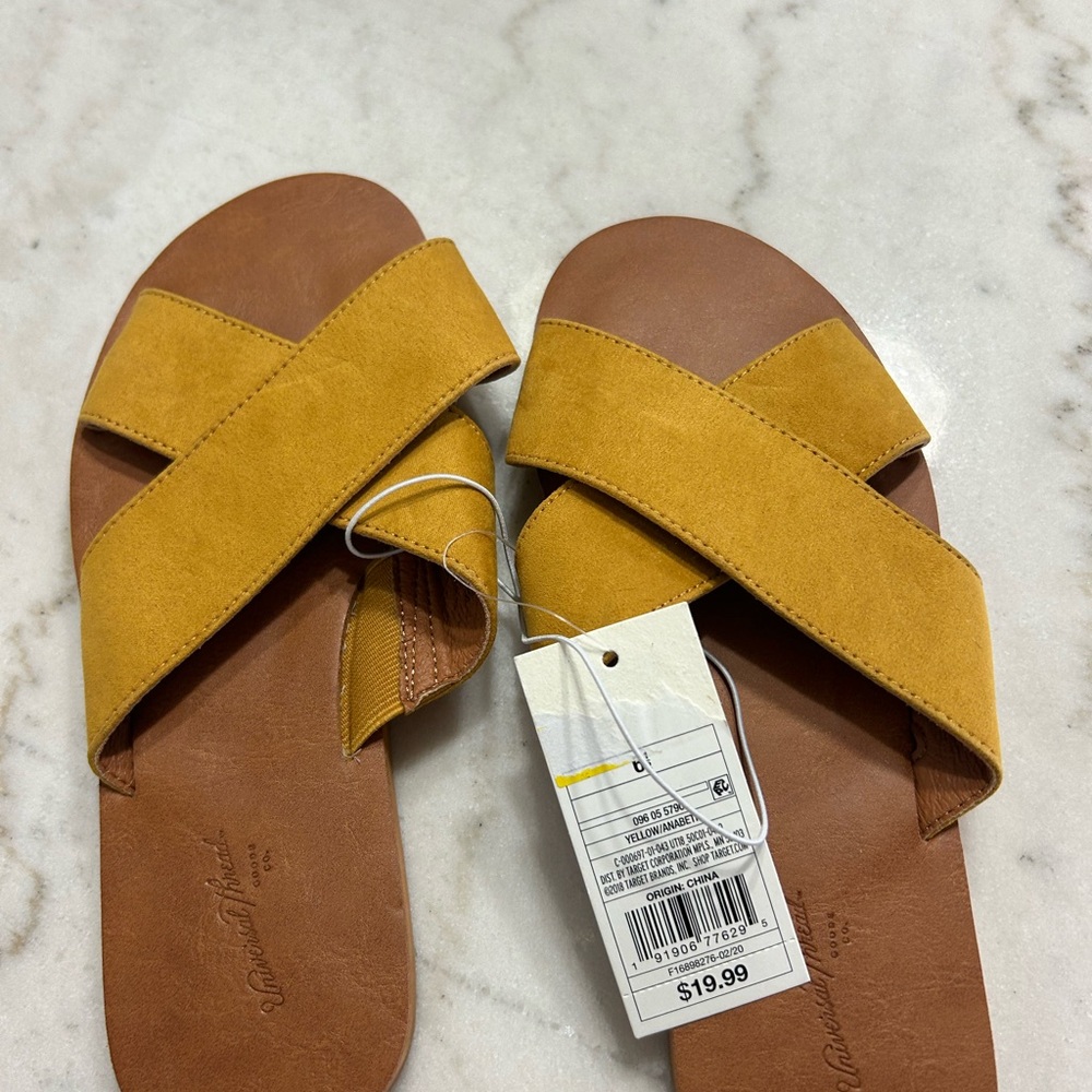 Universal Thread Mustard Yellow Cross Strap Sanda… - image 4